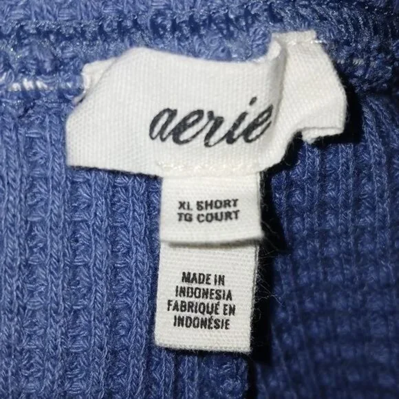 Aerie Blue Waffle Knit Pull On Flare Pants - Picture 7 of 7